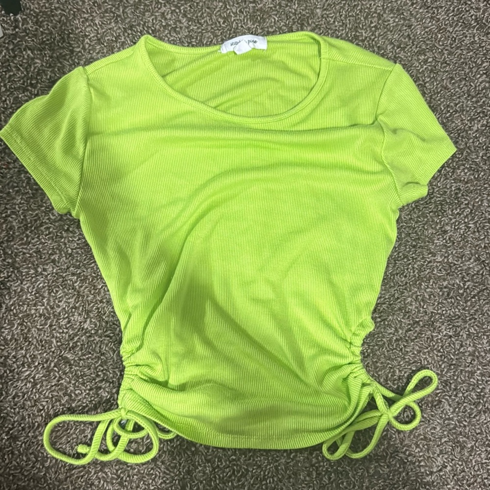 like green tie crop top